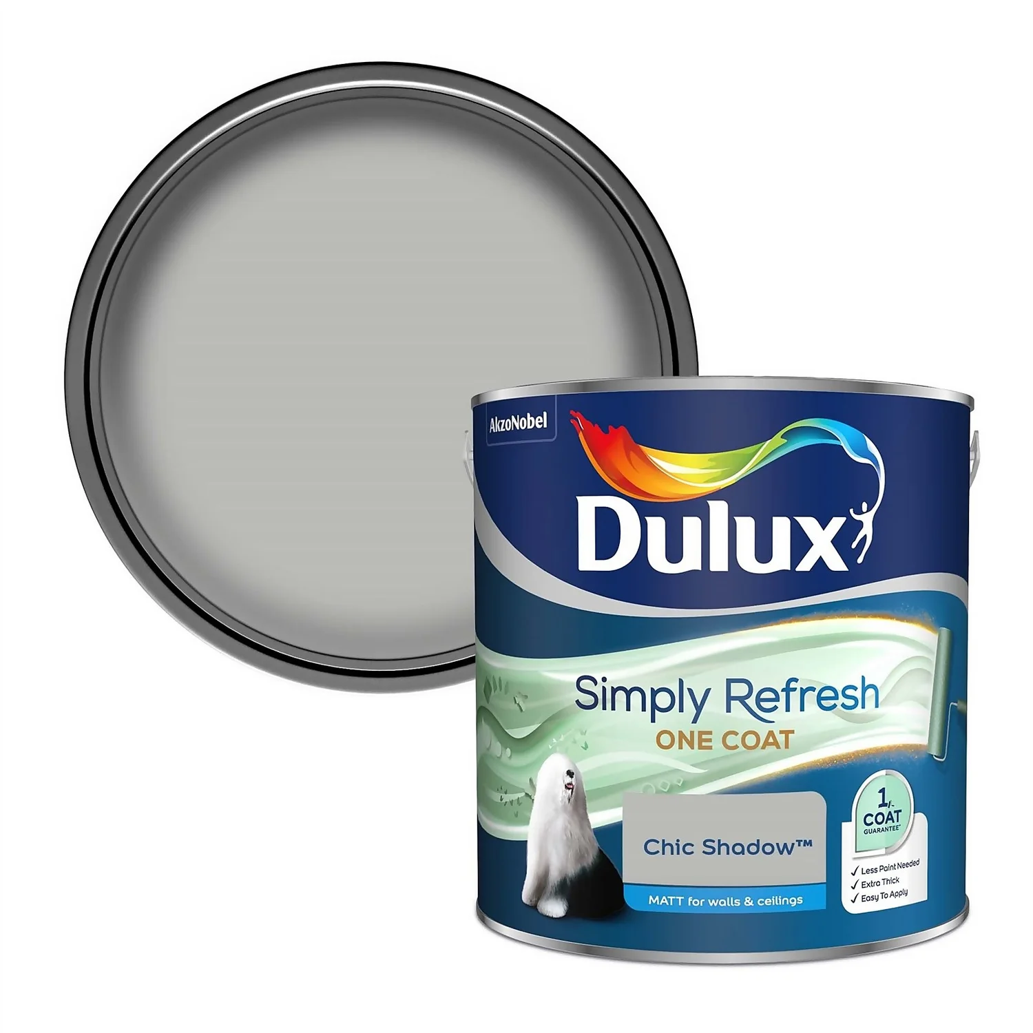 Dulux Simply Refresh One Coat Matt Emulsion Paint Chic Shadow - 2.5L 3 Dulux Simply Refresh One Coat Matt Emulsion Paint Chic Shadow - 2.5L