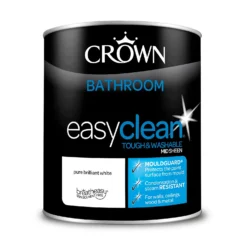 Crown Easyclean Bathroom Paint Brilliant White - 1L -Paint And Wallpaper Shop 12886752 1684853415553041