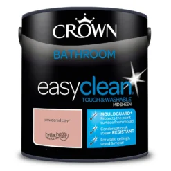 Crown Easyclean® Mouldguard+ Bathroom Mid Sheen Washable Multi Surface Paint Powdered Clay® - 2.5L -Paint And Wallpaper Shop 12886767 5714853416006506