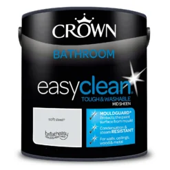 Crown Easyclean® Mouldguard+ Bathroom Mid Sheen Washable Multi Surface Paint Soft Steel® - 2.5 L -Paint And Wallpaper Shop 12886778 1174853416077435