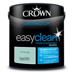 Crown Easyclean® Mouldguard+ Bathroom Mid Sheen Washable Multi Surface Paint Soft Duck Egg® - 2.5 L 15 Crown Easyclean® Mouldguard+ Bathroom Mid Sheen Washable Multi Surface Paint Soft Duck Egg® - 2.5 L -Paint And Wallpaper Shop 12886781 1414853416109934