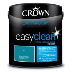 Crown Easyclean® Mouldguard+ Bathroom Mid Sheen Washable Multi Surface Paint Teal® - 2.5L -Paint And Wallpaper Shop 12886785 1454853416092270