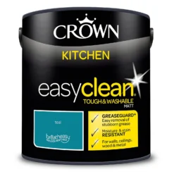 Crown Easyclean®Greaseguard+ Kitchen Matt Washable Multi Surface Paint Teal® - 2.5L -Paint And Wallpaper Shop 12886982 7834853416741434