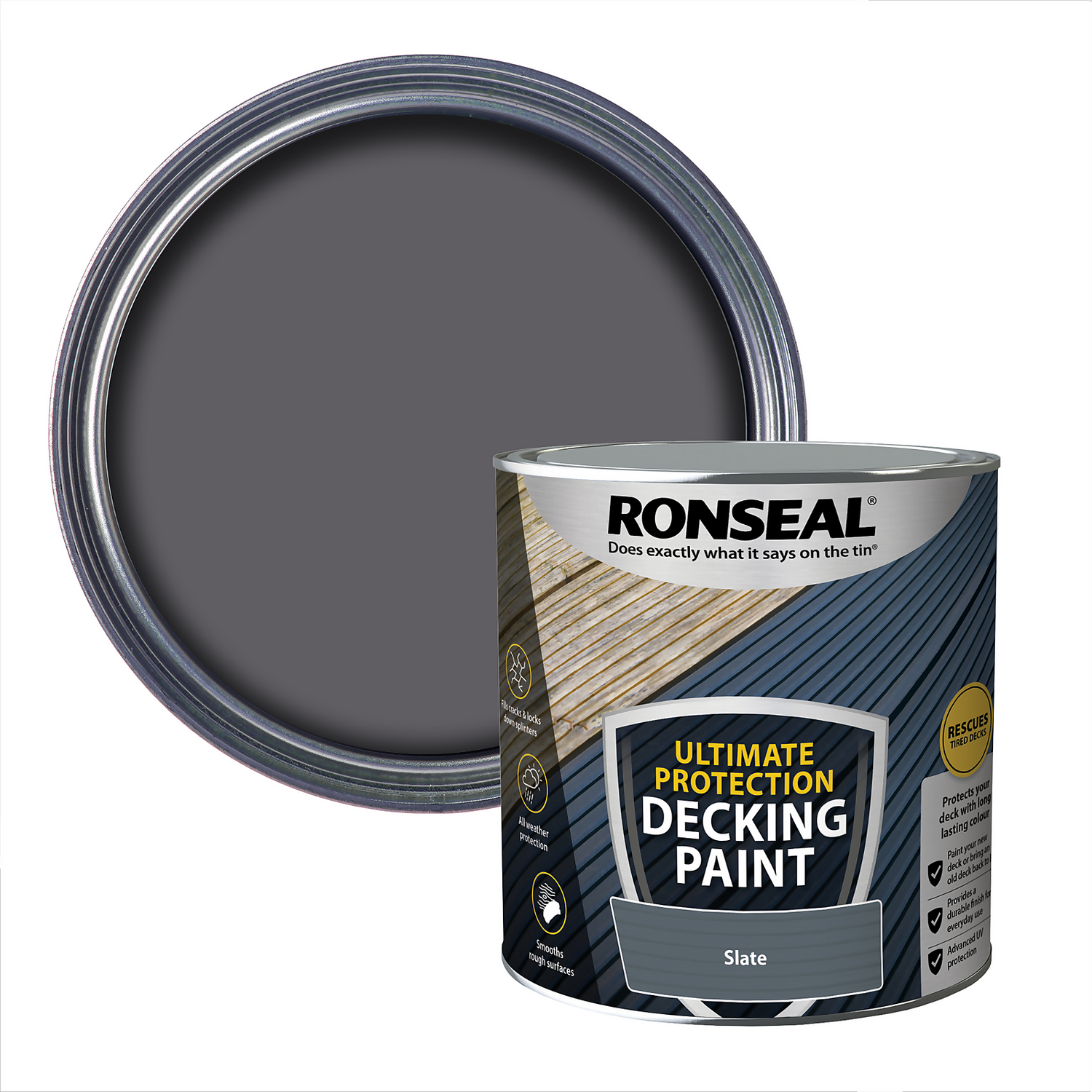 Ronseal Ultimate Protection Decking Paint Slate - 2.5L 3 Ronseal Ultimate Protection Decking Paint Slate - 2.5L