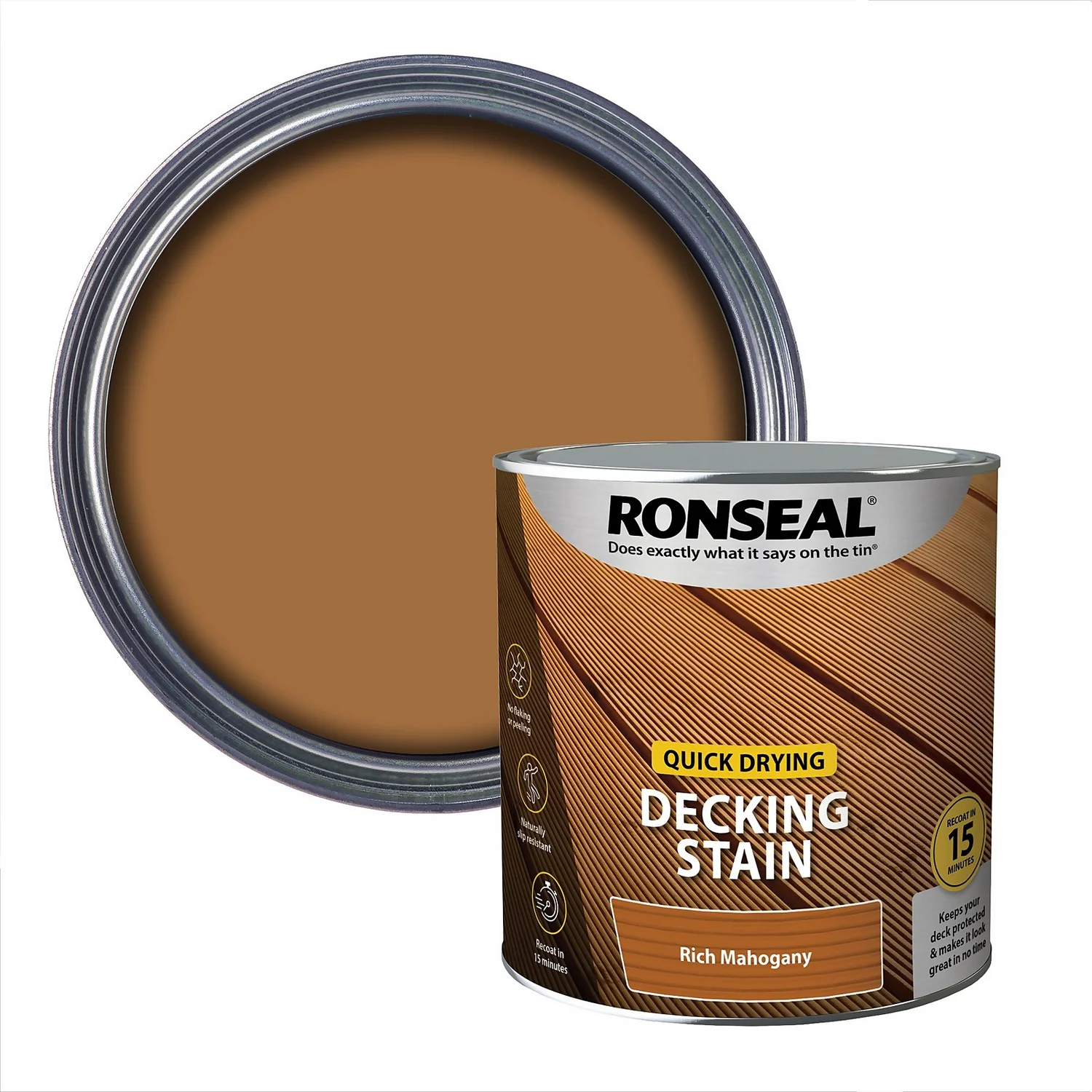 Ronseal Quick Drying Decking Stain Rich Mahogany - 2.5L 3 Ronseal Quick Drying Decking Stain Rich Mahogany - 2.5L