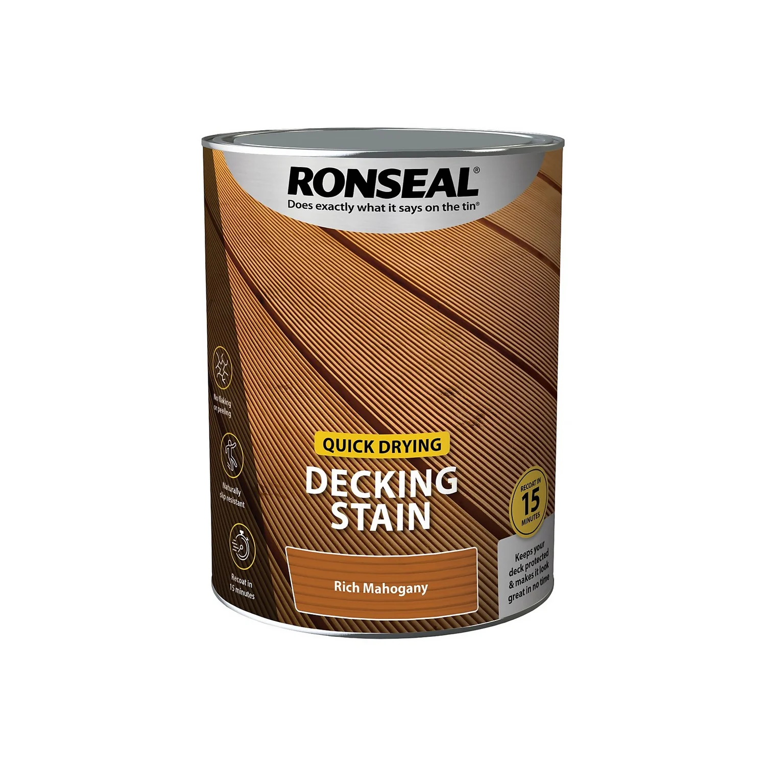 Ronseal Quick Drying Decking Stain Rich Mahogany - 5L 5 Ronseal Quick Drying Decking Stain Rich Mahogany - 5L - Image 3