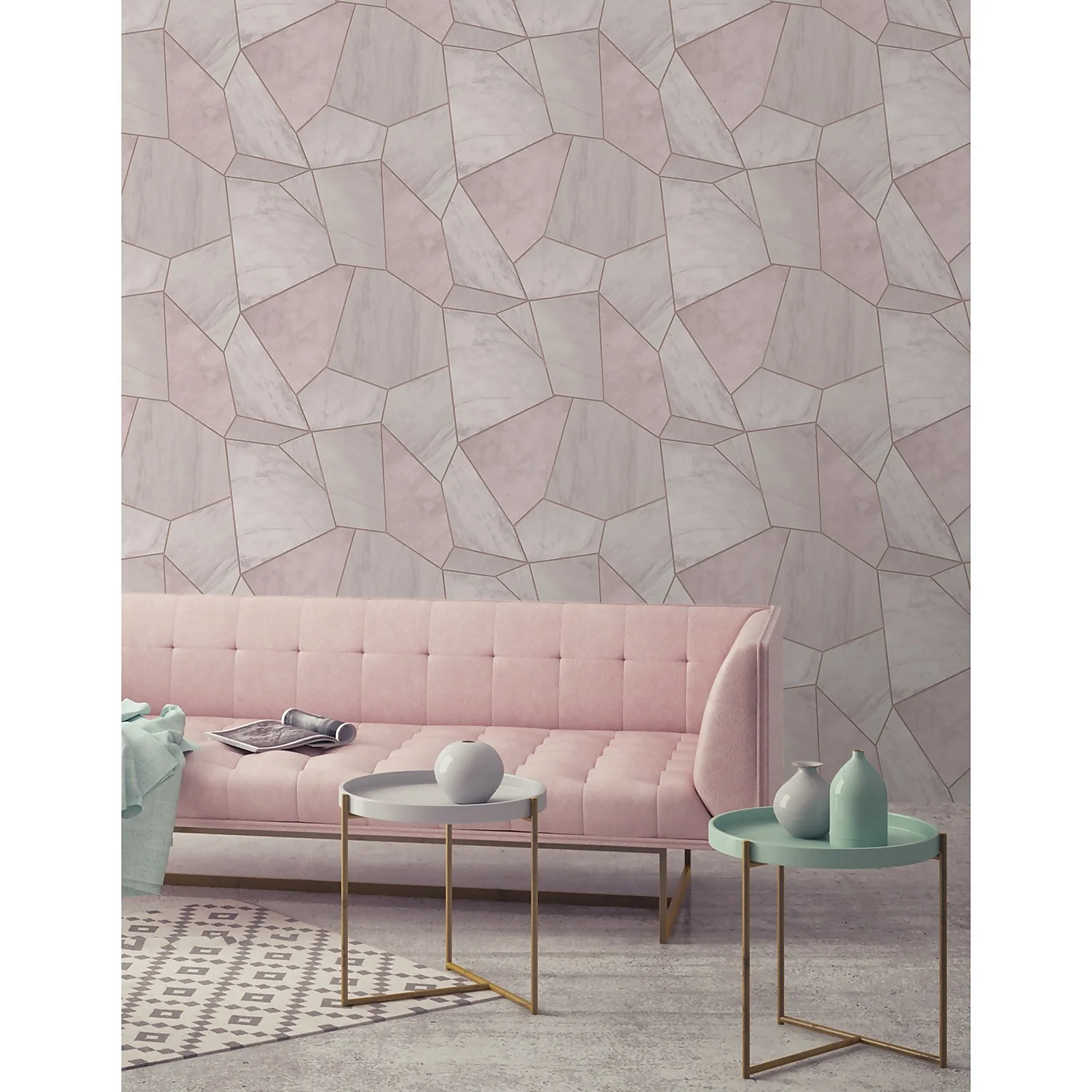 Grandeco Marble Apex Pink Wallpaper 4 Grandeco Marble Apex Pink Wallpaper - Image 2