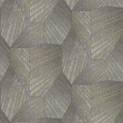 Elle Decoration Stripe Gray Gold Wallpaper