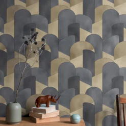 Elle Decoration Retro Black Gold Wallpaper -Paint And Wallpaper Shop 13027978 1334860367825224