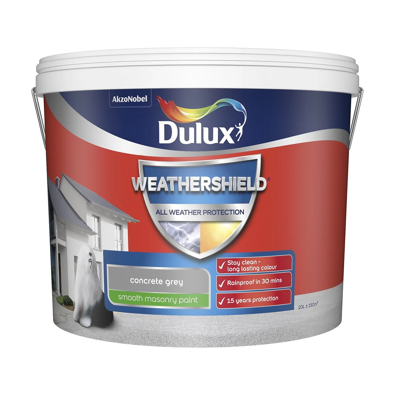 Dulux Weathershield Smooth Masonry Paint Concrete Grey - 10L 3 Dulux Weathershield Smooth Masonry Paint Concrete Grey - 10L