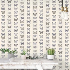 Organic Textures Jewel Butterflies Blue Wallpaper -Paint And Wallpaper Shop 13120811 8154866369767763