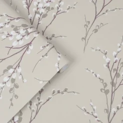 Laura Ashley Pussy Willow Natural Wallpaper -Paint And Wallpaper Shop 13135800 2494871509244517