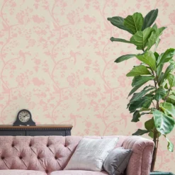 Laura Ashley Oriental Garden Pearlescent Chalk Pink Wallpaper -Paint And Wallpaper Shop 13135835 1974871509322658