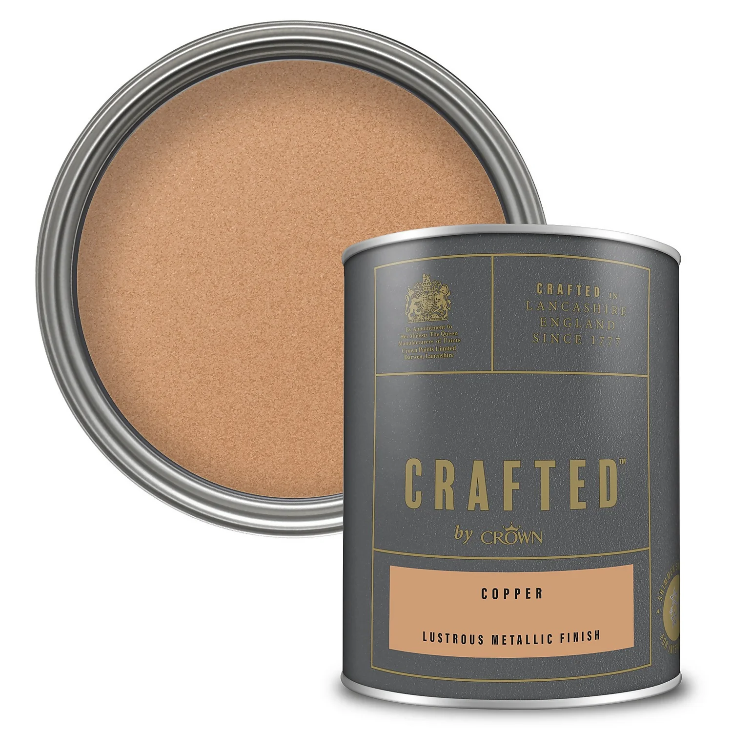CRAFTED™ By Crown Lustrous Metallic Interior Wall And Wood Paint Copper - 1.25L 3 CRAFTED™ By Crown Lustrous Metallic Interior Wall And Wood Paint Copper - 1.25L