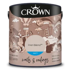 Crown Matt Emulsion Paint Linen Blend - 2.5L -Paint And Wallpaper Shop 13807018 4044964048276385