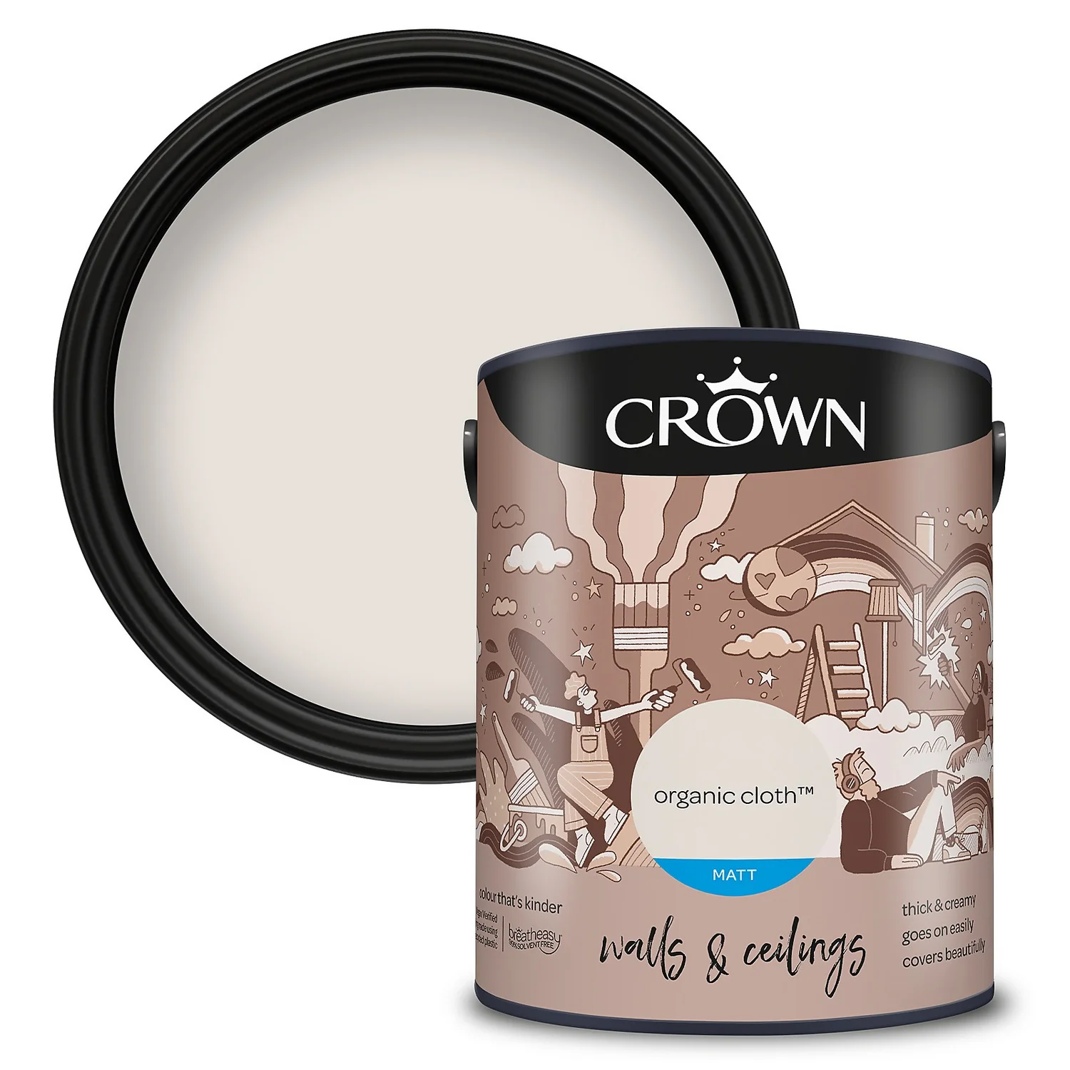 Crown Matt Emulsion Paint Organic Cloth - 5L 3 Crown Matt Emulsion Paint Organic Cloth - 5L