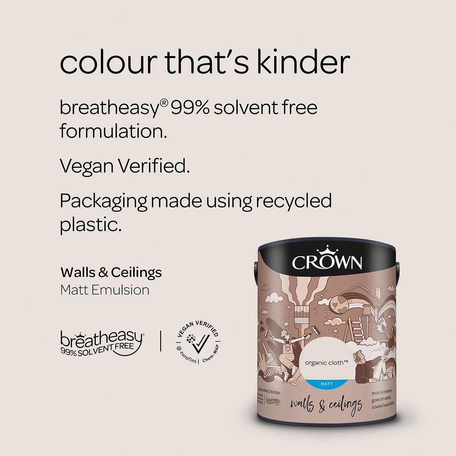Crown Matt Emulsion Paint Organic Cloth - 5L 7 Crown Matt Emulsion Paint Organic Cloth - 5L - Image 5