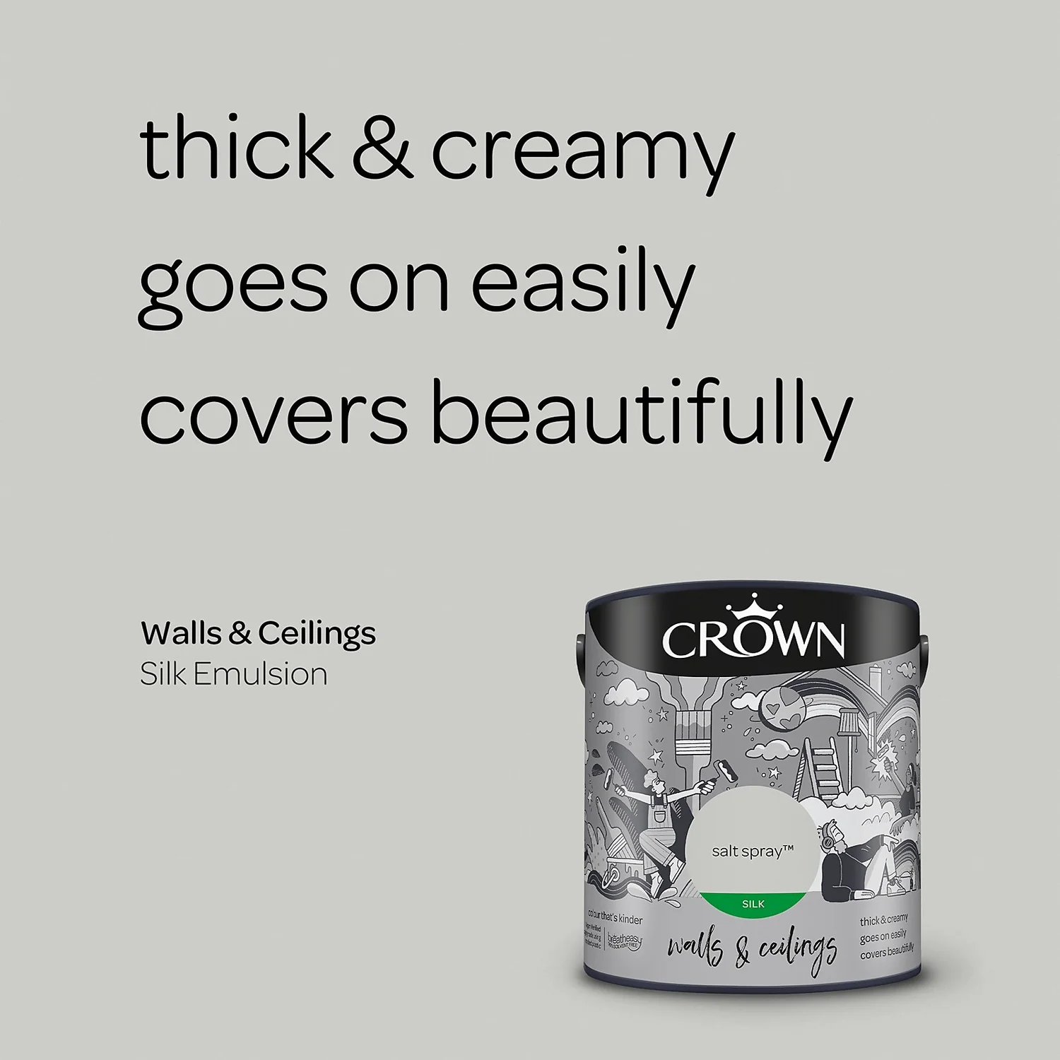 Crown Silk Emulsion Paint Salt Spray - 2.5L 6 Crown Silk Emulsion Paint Salt Spray - 2.5L - Image 4