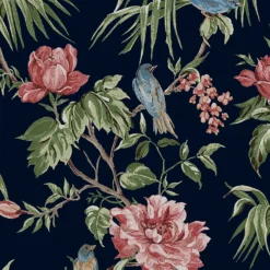 Next Birds & Blooms Navy Wallpaper -Paint And Wallpaper Shop 13827391 1484969273344975