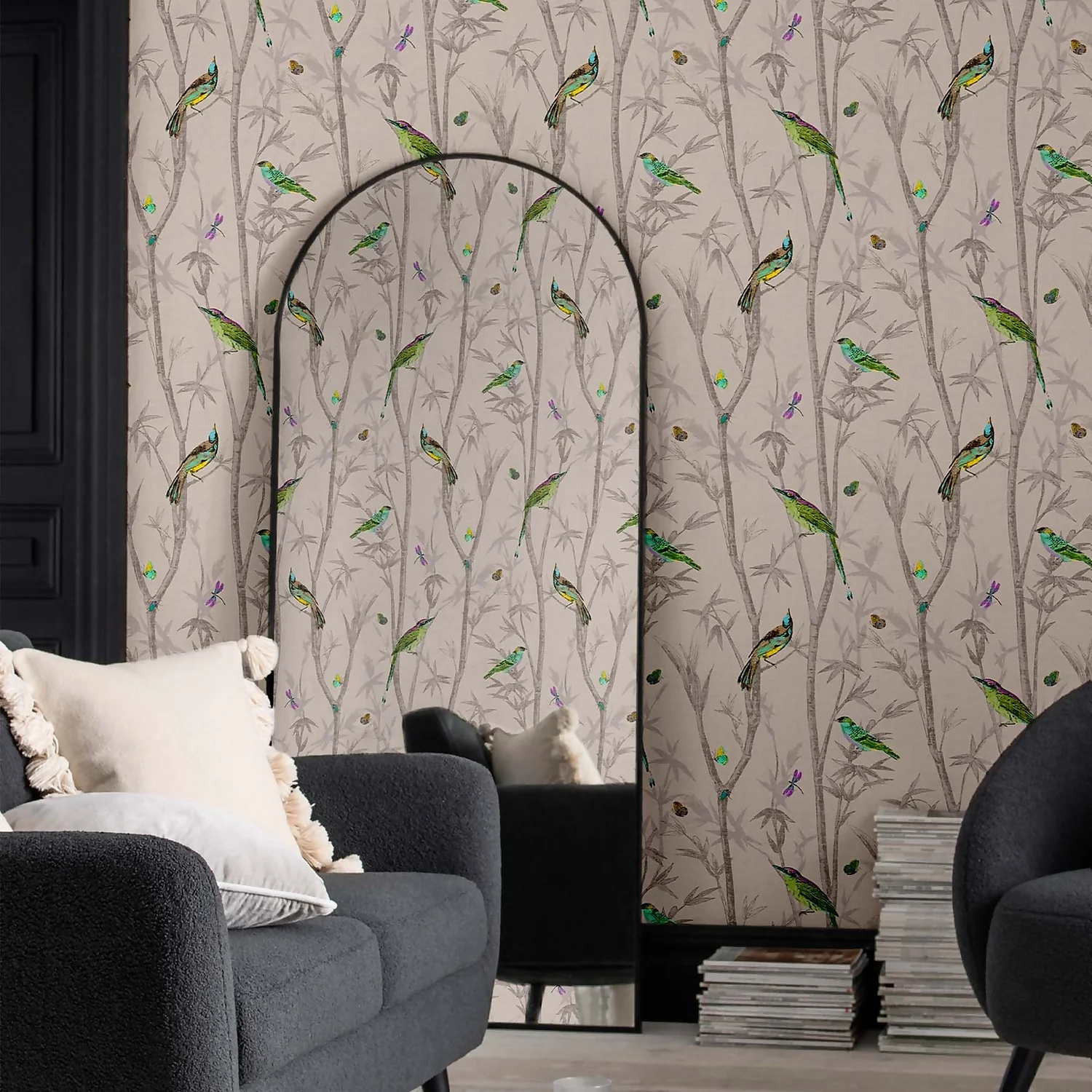 Next Chinoiserie Bird Trail Natural Wallpaper 7 Next Chinoiserie Bird Trail Natural Wallpaper - Image 5