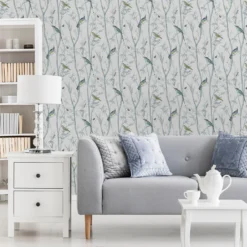 Next Chinoiserie Bird Trail Duck Egg Wallpaper -Paint And Wallpaper Shop 13827396 1764969273894161