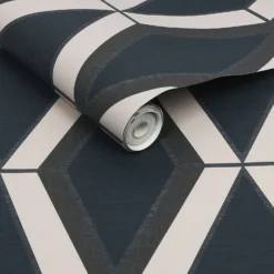 Next Optical Triangle Navy Wallpaper -Paint And Wallpaper Shop 13827404 1024969467965277