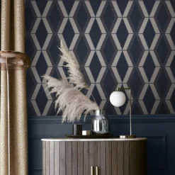 Next Optical Triangle Navy Wallpaper -Paint And Wallpaper Shop 13827404 3474969468042851