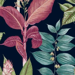 Next Fantasy Rainforest Leaves Navy Wallpaper -Paint And Wallpaper Shop 13827408 2084969281371409