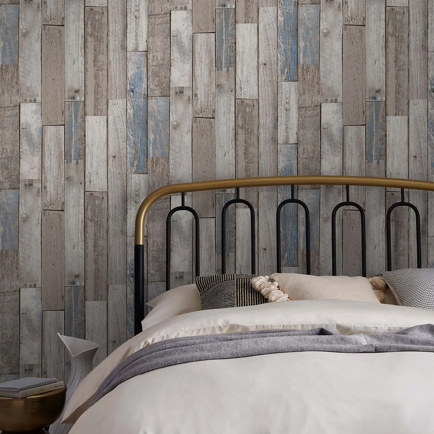 Next Distressed Wood Plank Neutral Blue Wallpaper 6 Next Distressed Wood Plank Neutral Blue Wallpaper - Image 4