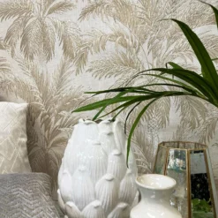 Belgravia Décor Palm Tree Textured Beige Wallpaper -Paint And Wallpaper Shop 13909589 1344981675380150
