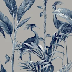 Belgravia Décor Azzurra Metallic Leaf Silver Wallpaper