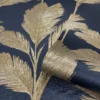Belgravia Décor Alessia Leaf Textured Navy Wallpaper A4 Size Sample