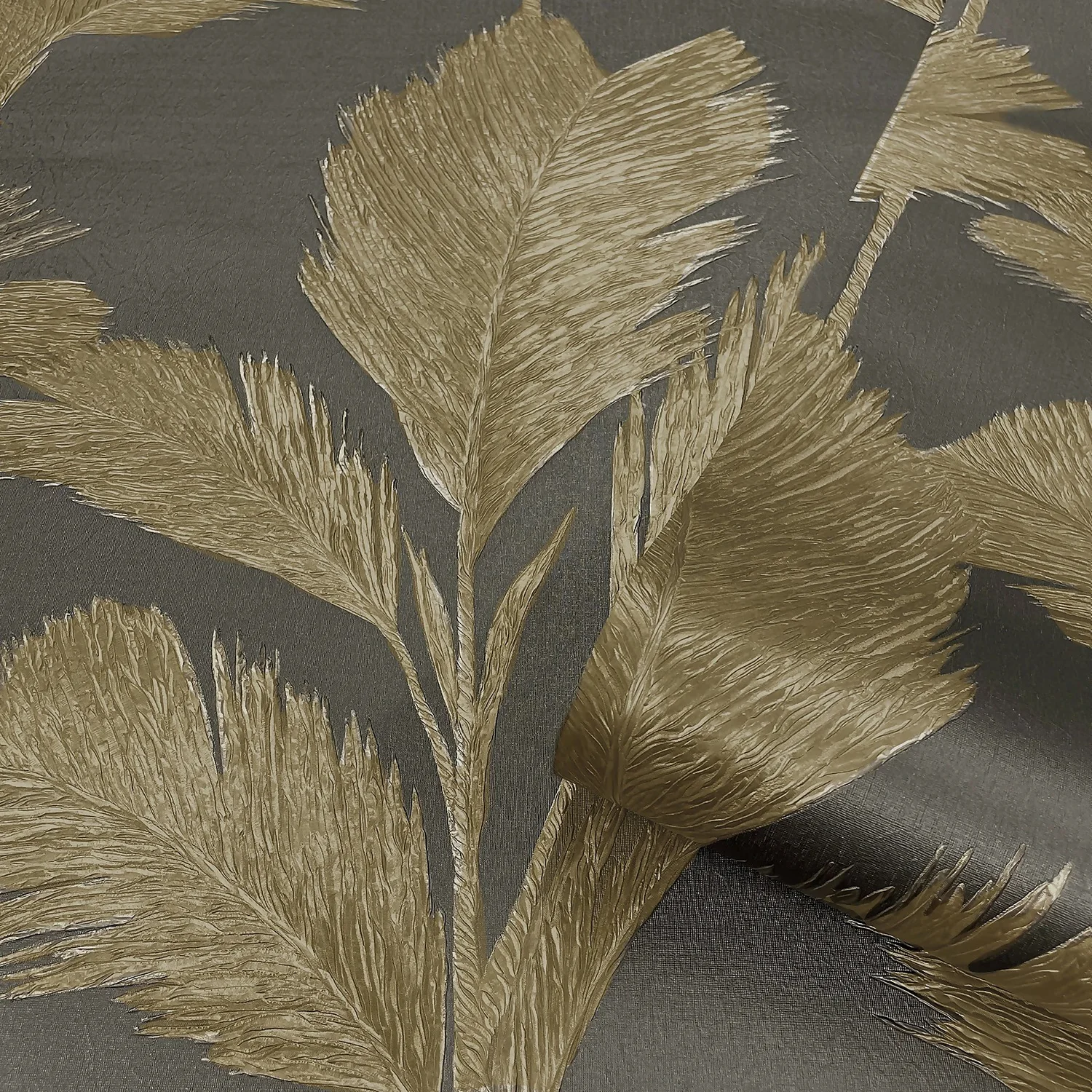 Belgravia Décor Alessia Leaf Textured Charcoal Wallpaper A4 Size Sample 3 Belgravia Décor Alessia Leaf Textured Charcoal Wallpaper A4 Size Sample