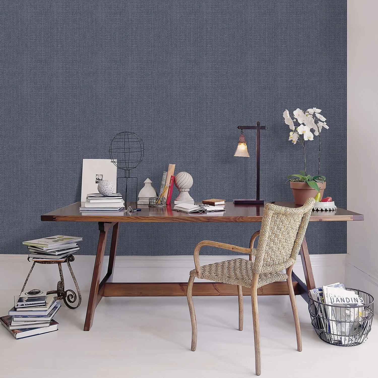 Galerie Vertical Texture Blue A4 Wallpaper Sample 4 Galerie Vertical Texture Blue A4 Wallpaper Sample - Image 2