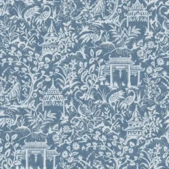 Galerie Chinese Toile Blue A4 Wallpaper Sample