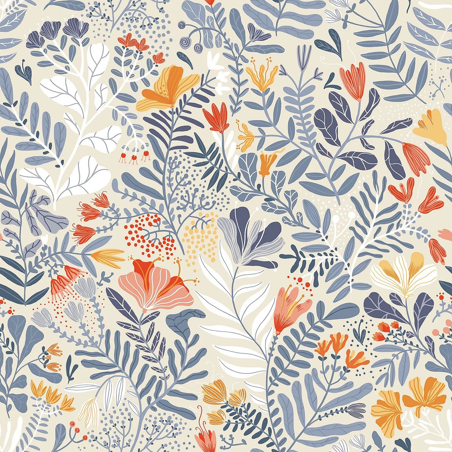 Galerie Wild Flower Blue A4 Wallpaper Sample 3 Galerie Wild Flower Blue A4 Wallpaper Sample