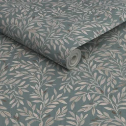 Next Ditsy Leaf Duck Egg Wallpaper -Paint And Wallpaper Shop 13960875 4824998026308416