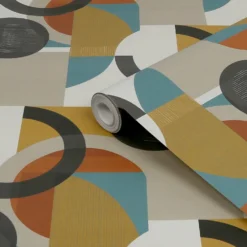 Next Retro Shapes Geo Orange Wallpaper -Paint And Wallpaper Shop 13960885 1884998026670642