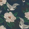 Grandeco Flying Cranes Navy Metallic Wallpaper -Paint And Wallpaper Shop 13980232 1834998777055353