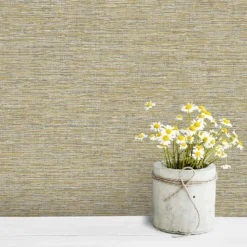 Grandeco Striped Weave Yellow Raised Textured Metallic Wallpaper -Paint And Wallpaper Shop 13980240 1484998777678165