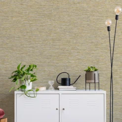 Grandeco Striped Weave Yellow Raised Textured Metallic Wallpaper -Paint And Wallpaper Shop 13980240 1974998777744909
