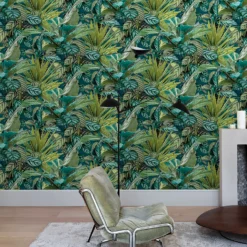 Grandeco Tropical Vista Green Textured Matt Wallpaper -Paint And Wallpaper Shop 13980246 4754998777398448