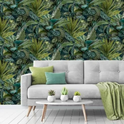 Grandeco Tropical Vista Green Textured Matt Wallpaper -Paint And Wallpaper Shop 13980246 7554998777154914