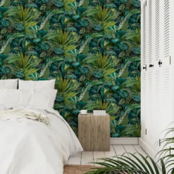 Grandeco Tropical Vista Green Textured Matt Wallpaper -Paint And Wallpaper Shop 13980246 9054998777328920