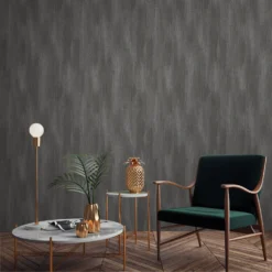 Grandeco Fabric Plain Charcoal Textured Matt Wallpaper -Paint And Wallpaper Shop 13980248 1024998777249606