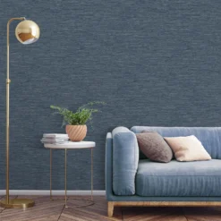 Grandeco Striped Weave Navy Raised Textured Metallic Wallpaper -Paint And Wallpaper Shop 13980249 1204998778141293