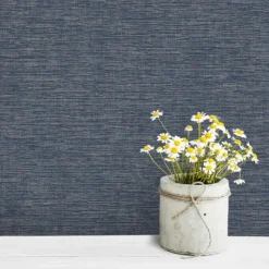 Grandeco Striped Weave Navy Raised Textured Metallic Wallpaper -Paint And Wallpaper Shop 13980249 2474998778103133