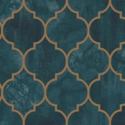 Contour Tegula Teal And Copper Wallpaper -Paint And Wallpaper Shop 13991820 1995003724781218