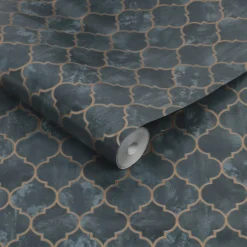 Contour Tegula Teal And Copper Wallpaper -Paint And Wallpaper Shop 13991820 2975003724881340