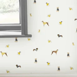 Joules Harbour Dogs Crème Wallpaper -Paint And Wallpaper Shop 13991838 5355003724432159